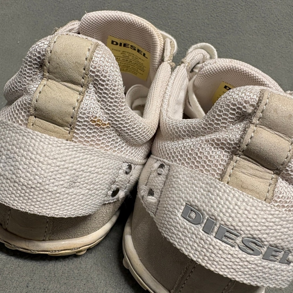 Diesel Futuro W Sneakers 8.5 Beige Cream Good Mesh Suede Low Top Womens - Picture 10 of 11